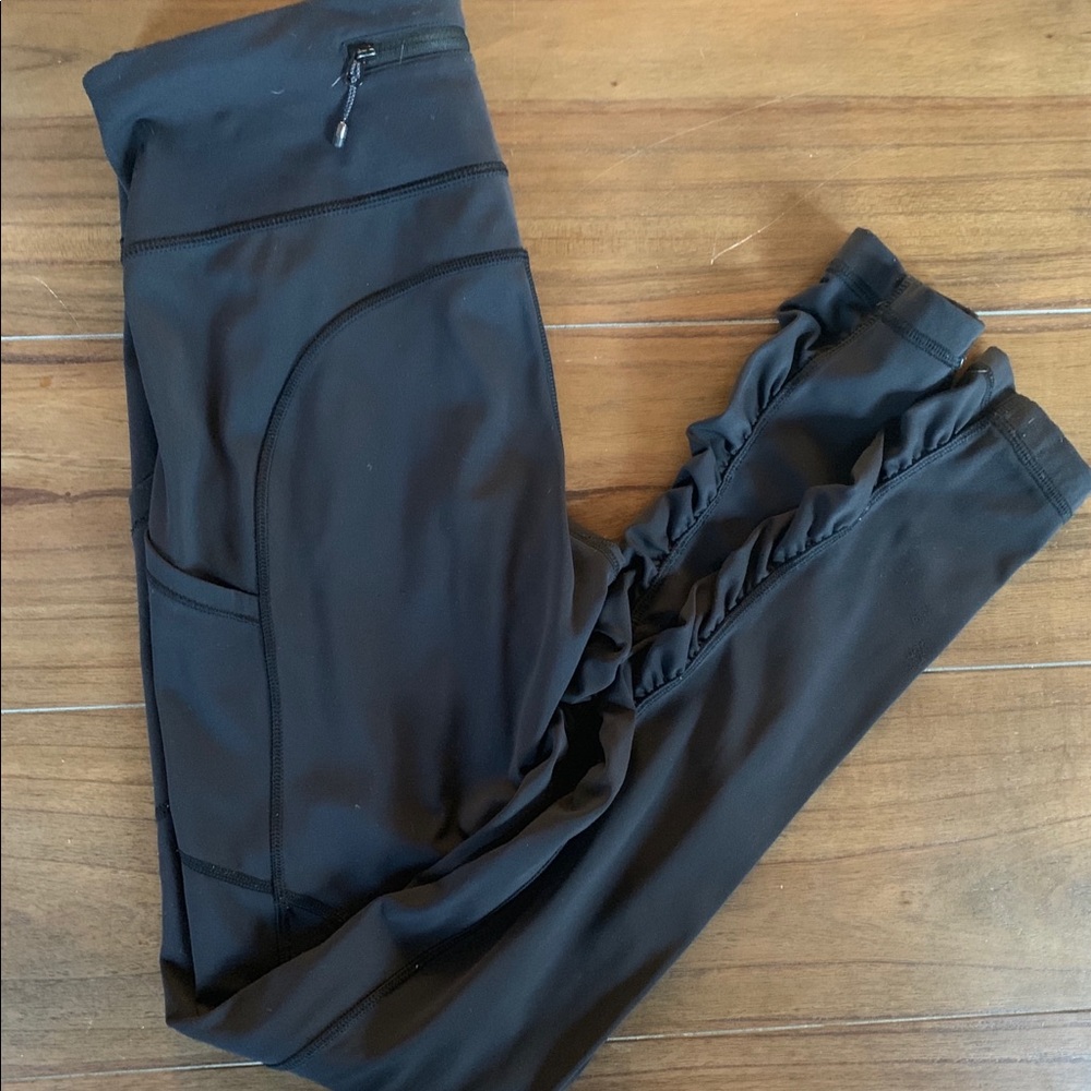 Black Lululemon Leggings with Ruffles
